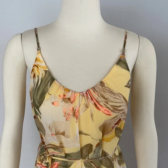 NWOT WHBM Yellow Tropical Print Slip Dress Size 0 - Picture 8 of 15